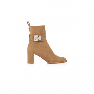CHRISTIAN LOUBOUTIN BOOTY LOCK 70 MM LOW BOOTS-VEAU VELOURS-LIONNE-WOMEN 1250326F486